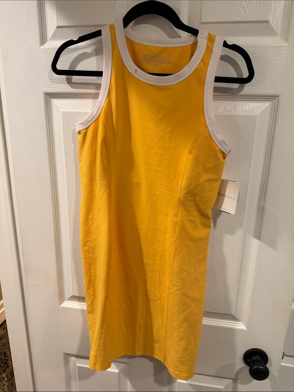 Beyond Yoga Yellow Mini Tank Dress with White Trim